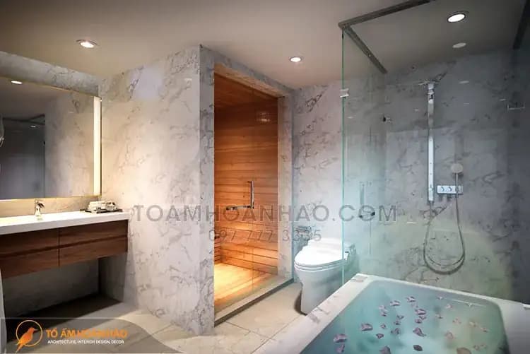 Phòng tắm sang trọng với thiết kế khu khô và khu ướt riêng biệt