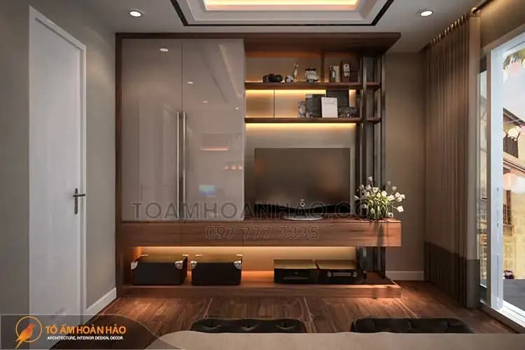 Kệ tivi kiêm tủ quần áo giúp tiết kiệm diện tích không gian