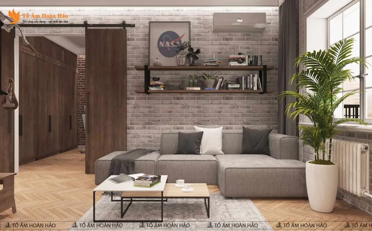 NGẮM NHÌN THIẾT KẾ NỘI THẤT CĂN HỘ 95M2, 1PN – PHONG CÁCH RUSTIC MỘC MẠC, TỰ NHIÊN