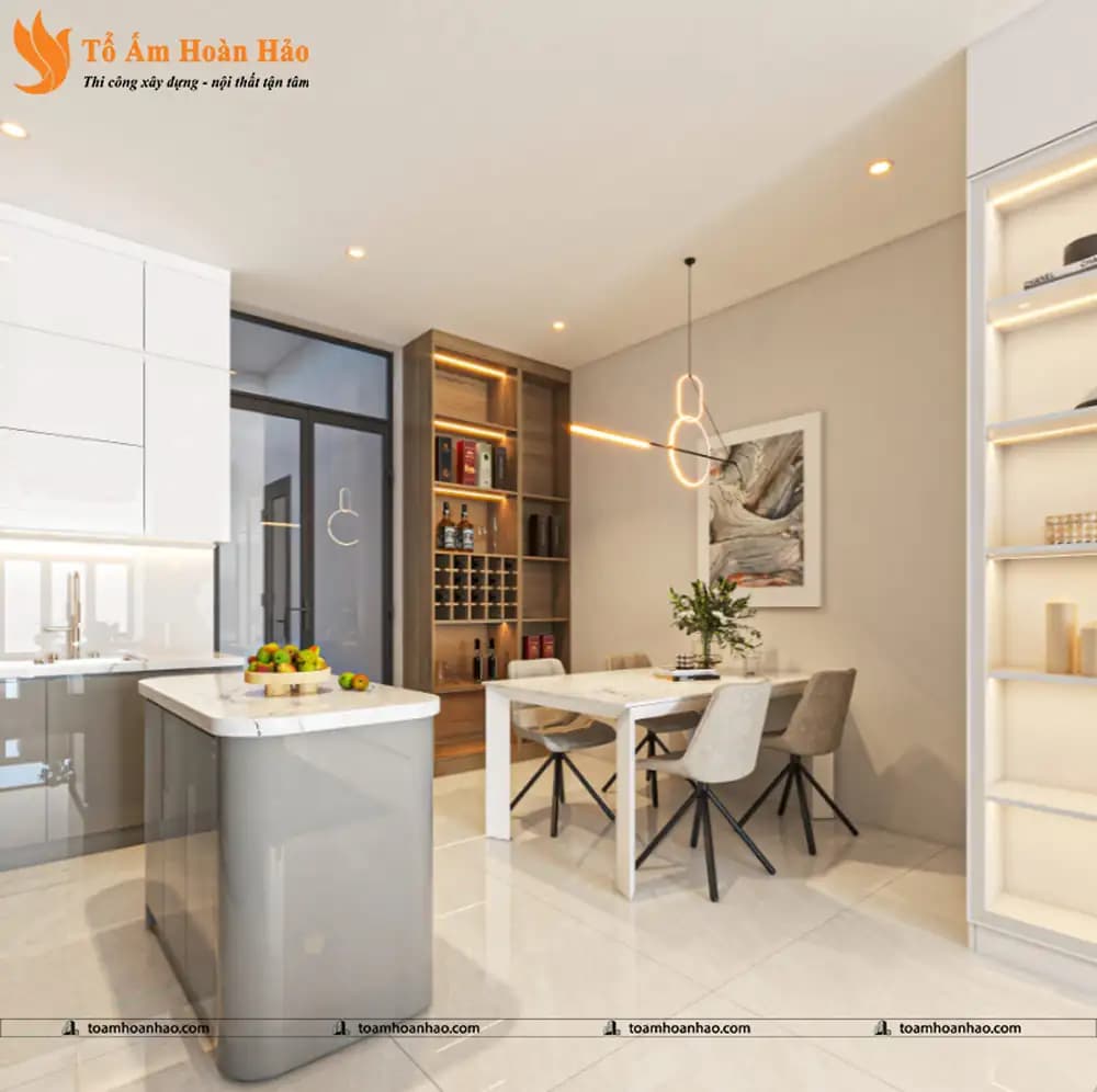 Mẫu tủ bếp chữ L tiện nghi