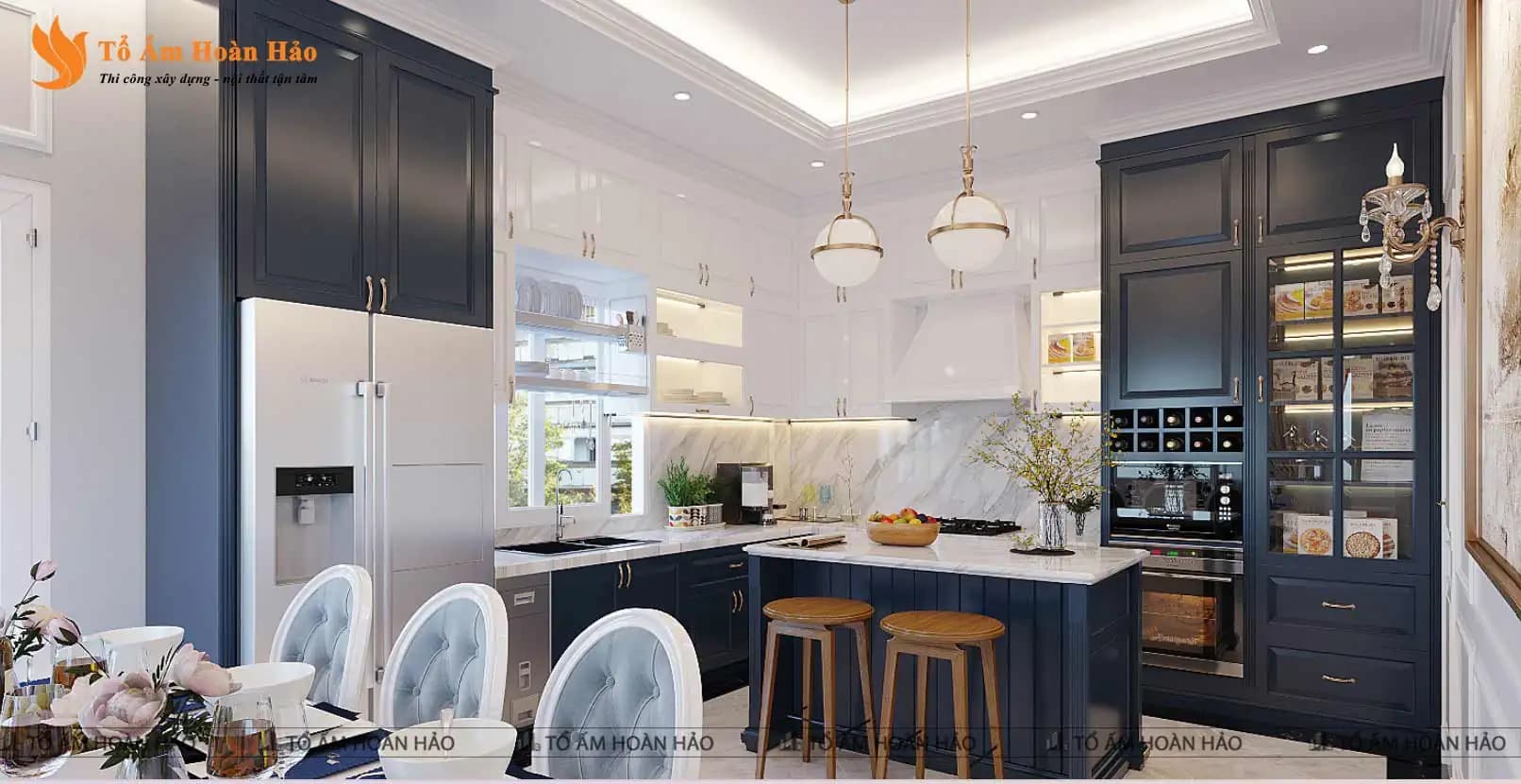 Mẫu tủ bếp chữ L tiện nghi