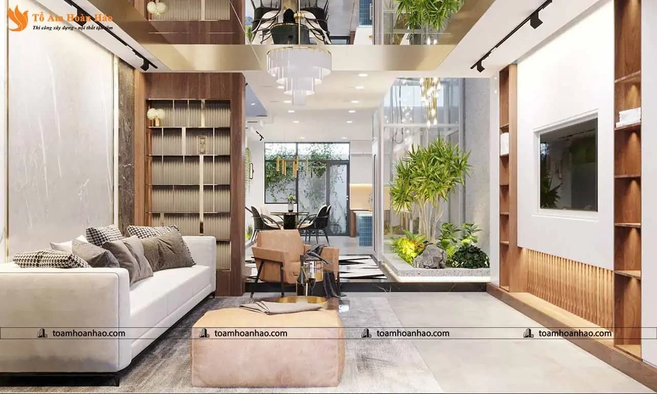 Thiết kế nội thất phòng khách nhà phố hiện đại
