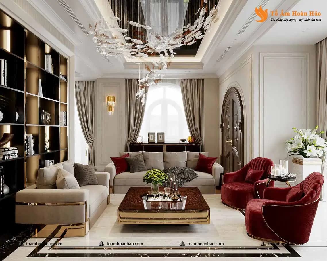 Thiết kế nội thất phòng khách biệt thự