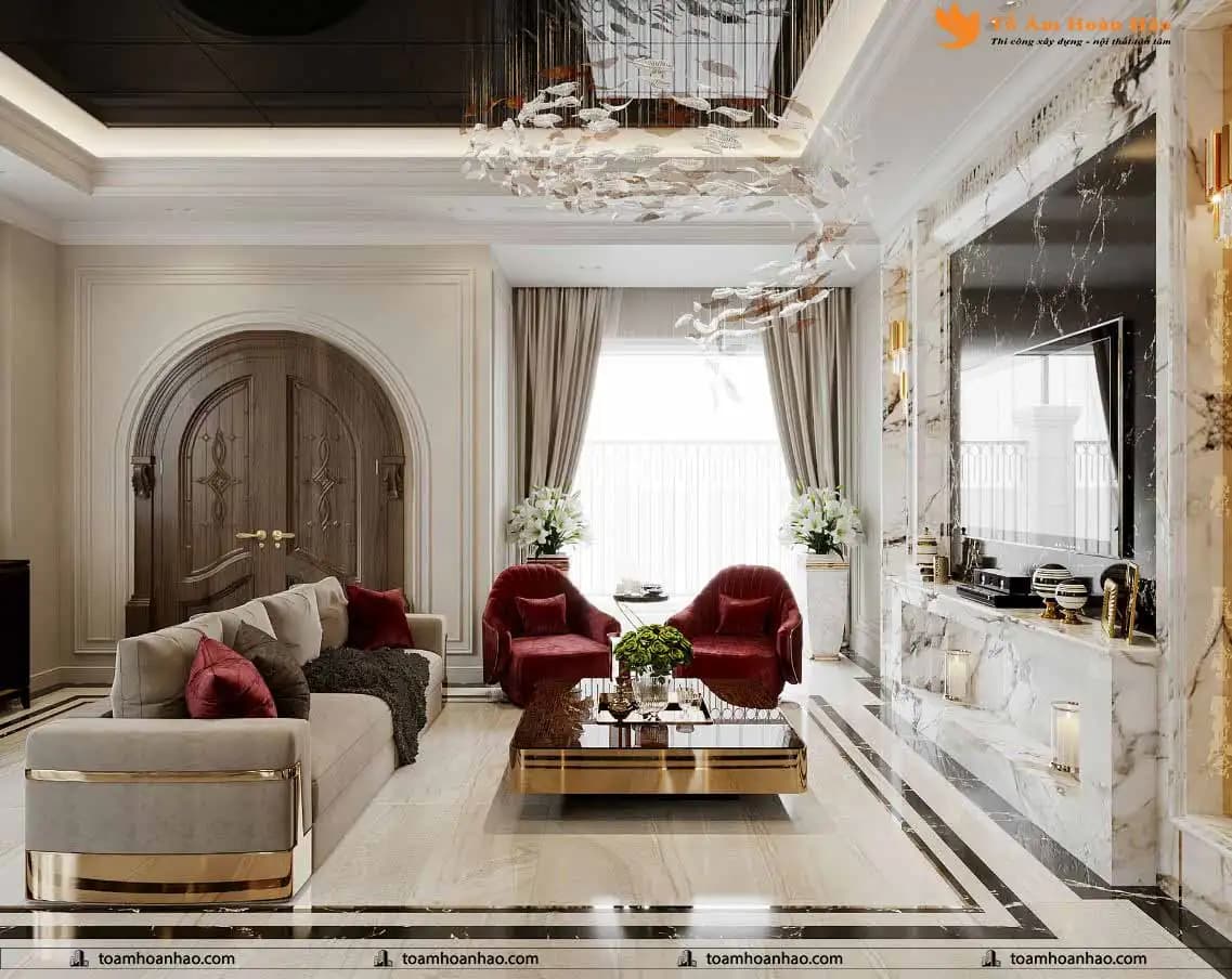 Thiết kế nội thất phòng khách biệt thự