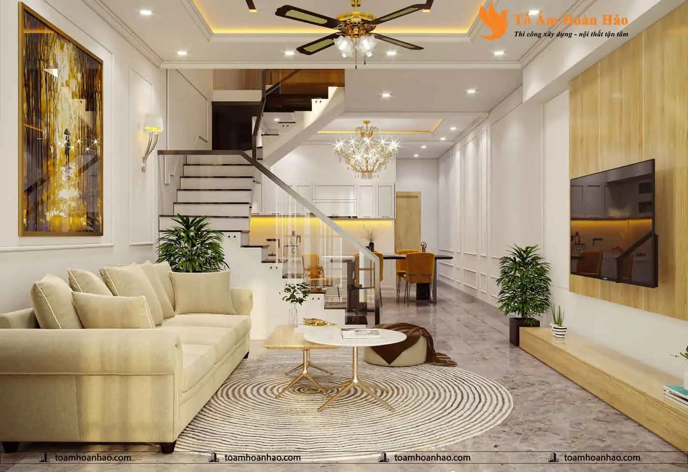 Thiết kế nội thất phòng khách nhà phố hiện đại