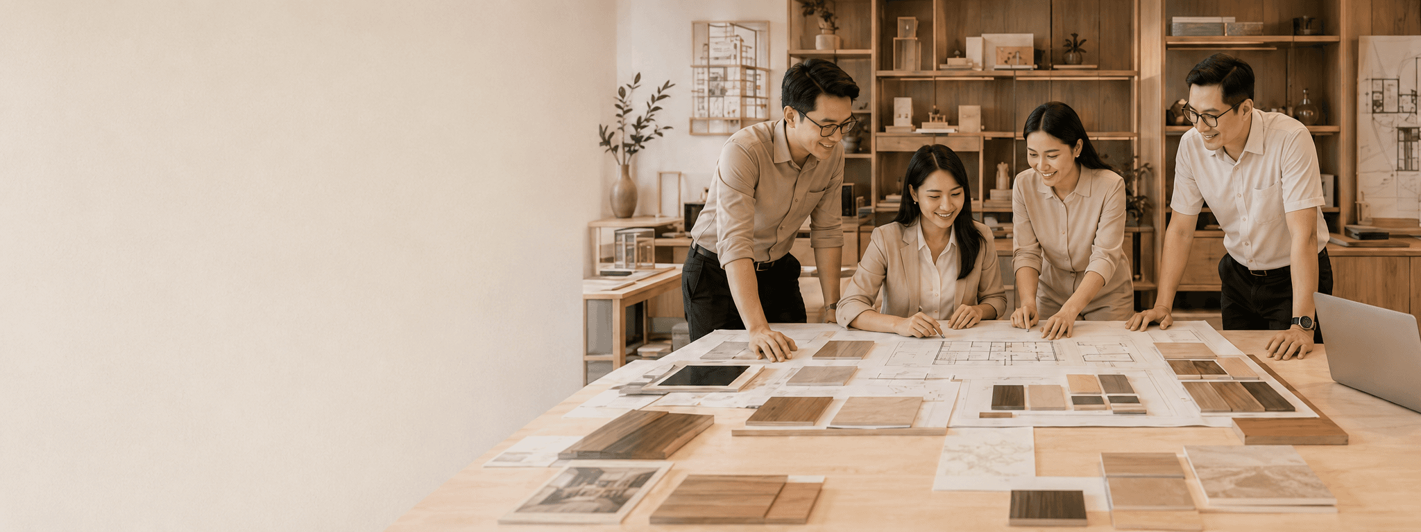 Đội ngũ kiến trúc sư Tổ Ấm Hoàn Hảo cùng trao đổi phương án thiết kế