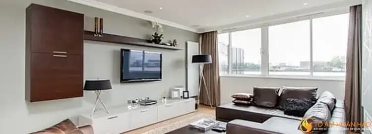 Chọn kệ tivi chuẩn không cần chỉnh khi thiết kế và thi công nội thất chung cư