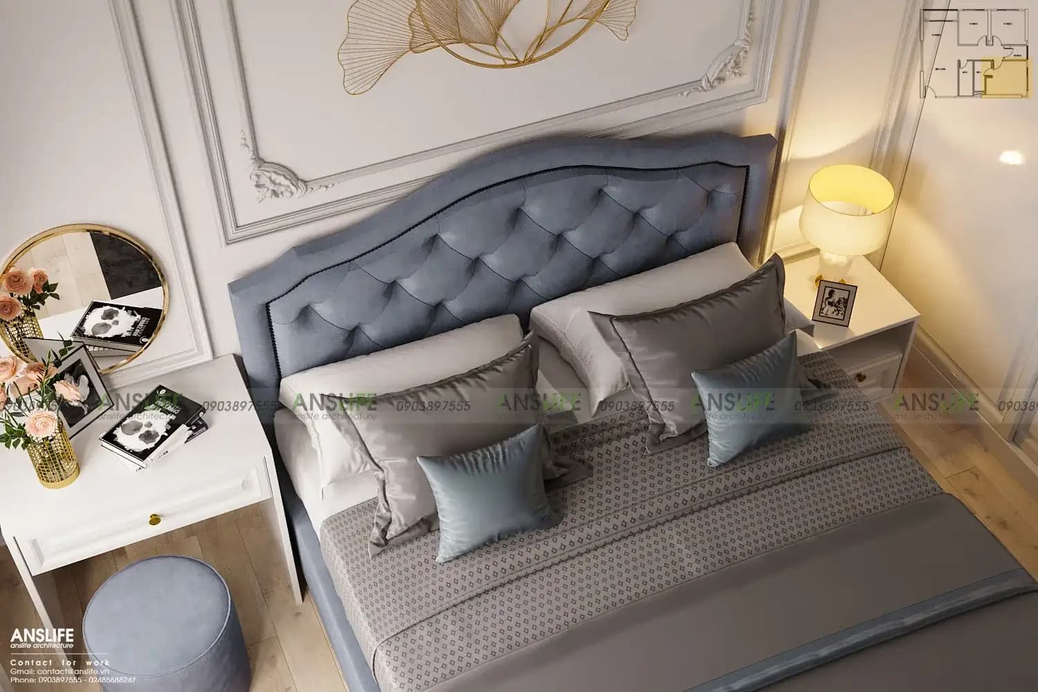 THIẾT KẾ NỘI THẤT CHUNG CƯ VINHOMES GRANDPARK DIỆN TÍCH 82M2 – PHONG CÁCH BÁN CỔ ĐIỂN SANG TRỌNG