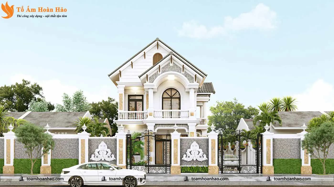 THIẾT KẾ KIẾN TRÚC BIỆT THỰ ĐẸP 2 TẦNG MÁI THÁI-TP.HỒ CHÍ MINH,14mX25m XA HOA LỘNG LẪY