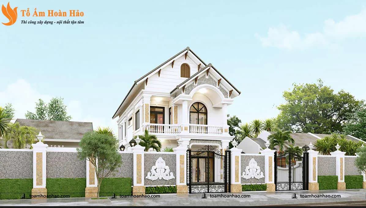 Phối cảnh 02 – THIẾT KẾ KIẾN TRÚC BIỆT THỰ ĐẸP 2 TẦNG MÁI THÁI-TP.HỒ CHÍ MINH,14mX25m XA HOA LỘNG LẪY
