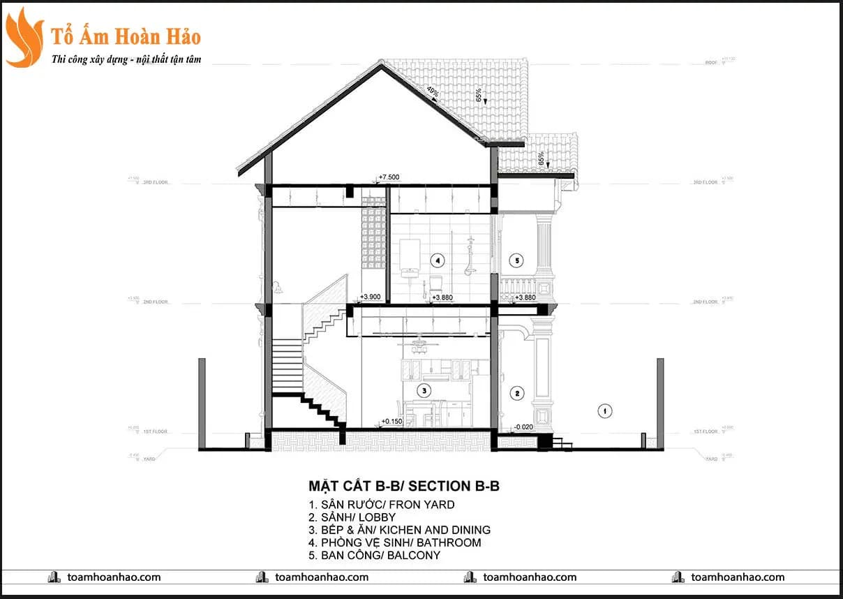 Phối cảnh 08 – THIẾT KẾ KIẾN TRÚC BIỆT THỰ ĐẸP 2 TẦNG MÁI THÁI-TP.HỒ CHÍ MINH,14mX25m XA HOA LỘNG LẪY
