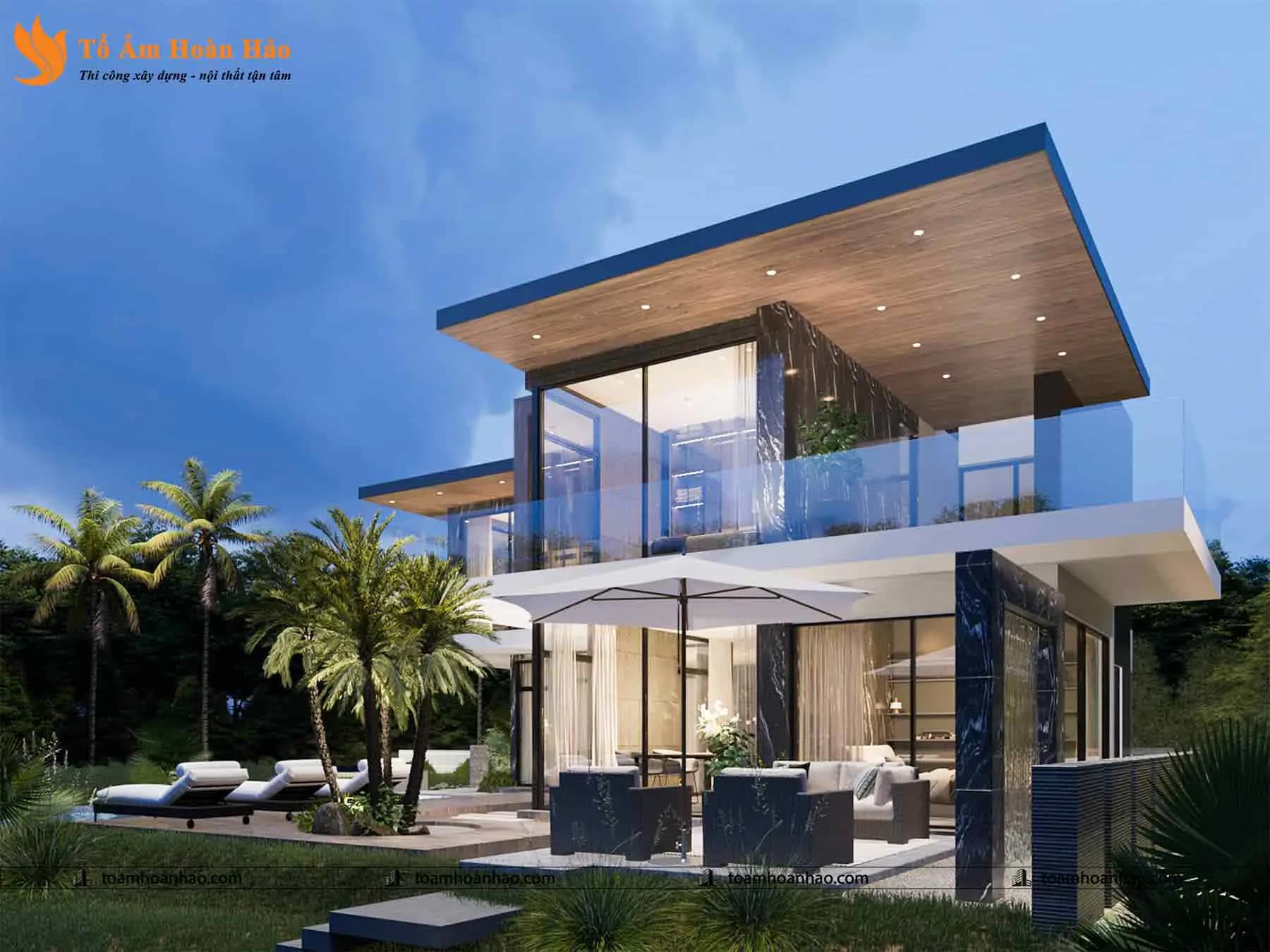 Mẫu thiết kế biệt thự đẹp, hiện đại 2 tầng