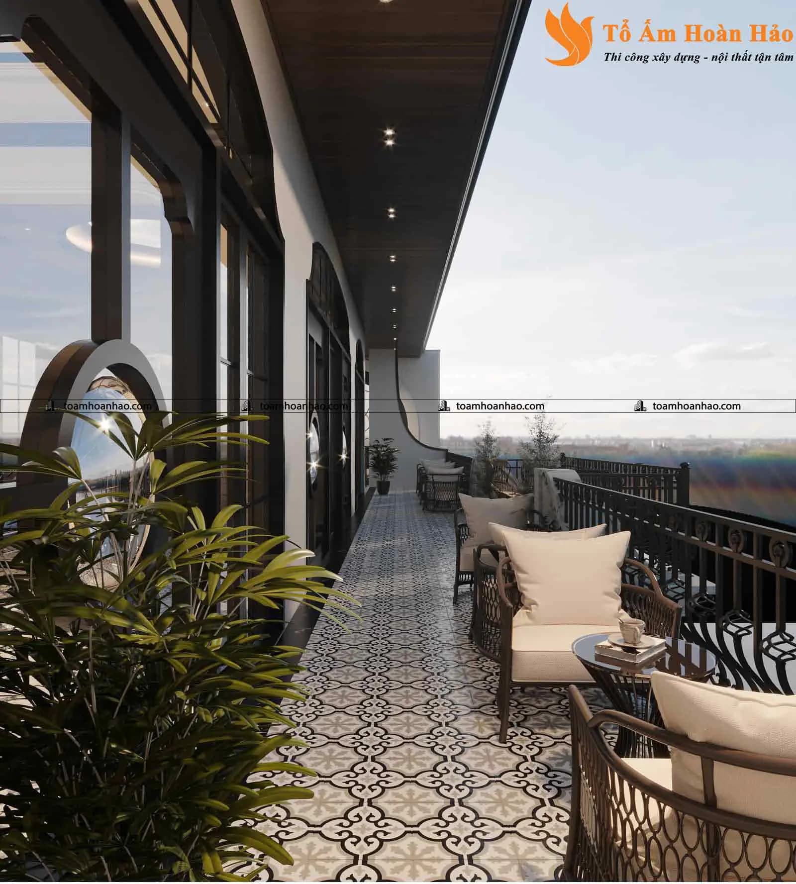 Phối cảnh 05 – Thiết kế biệt thự đẹp Restaurant & Coffee phong cách Indochine năm 2022