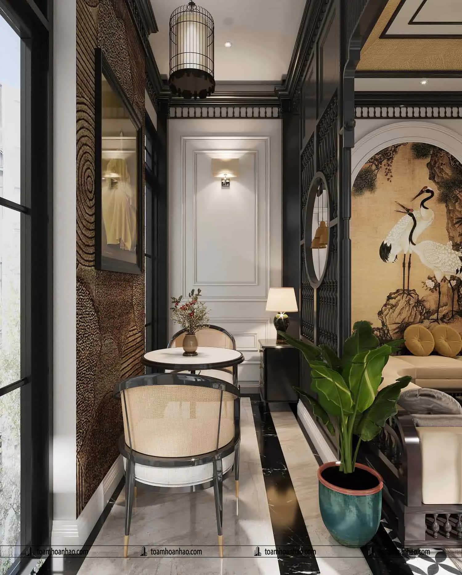 Phối cảnh 10 – Thiết kế biệt thự đẹp Restaurant & Coffee phong cách Indochine năm 2022