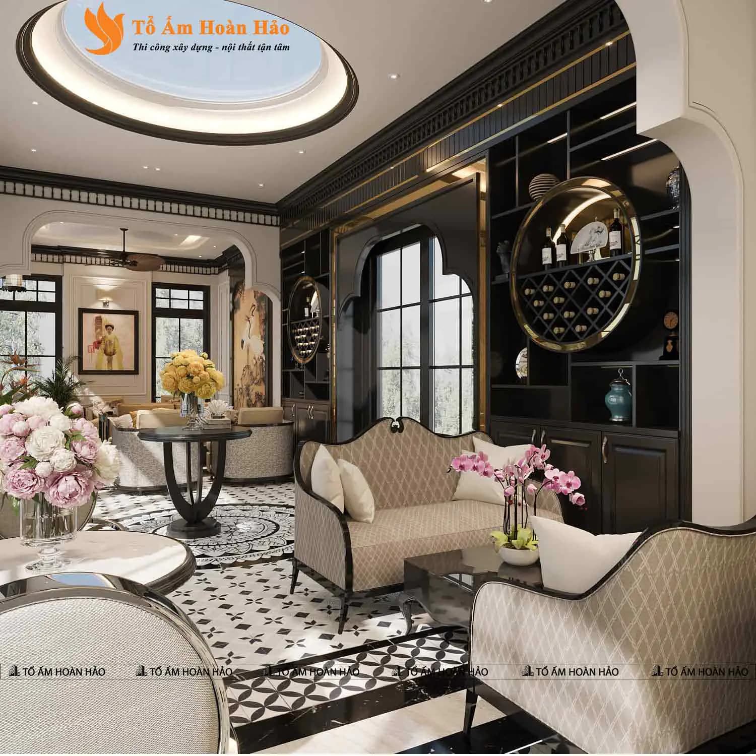 Phối cảnh 14 – Thiết kế biệt thự đẹp Restaurant & Coffee phong cách Indochine năm 2022