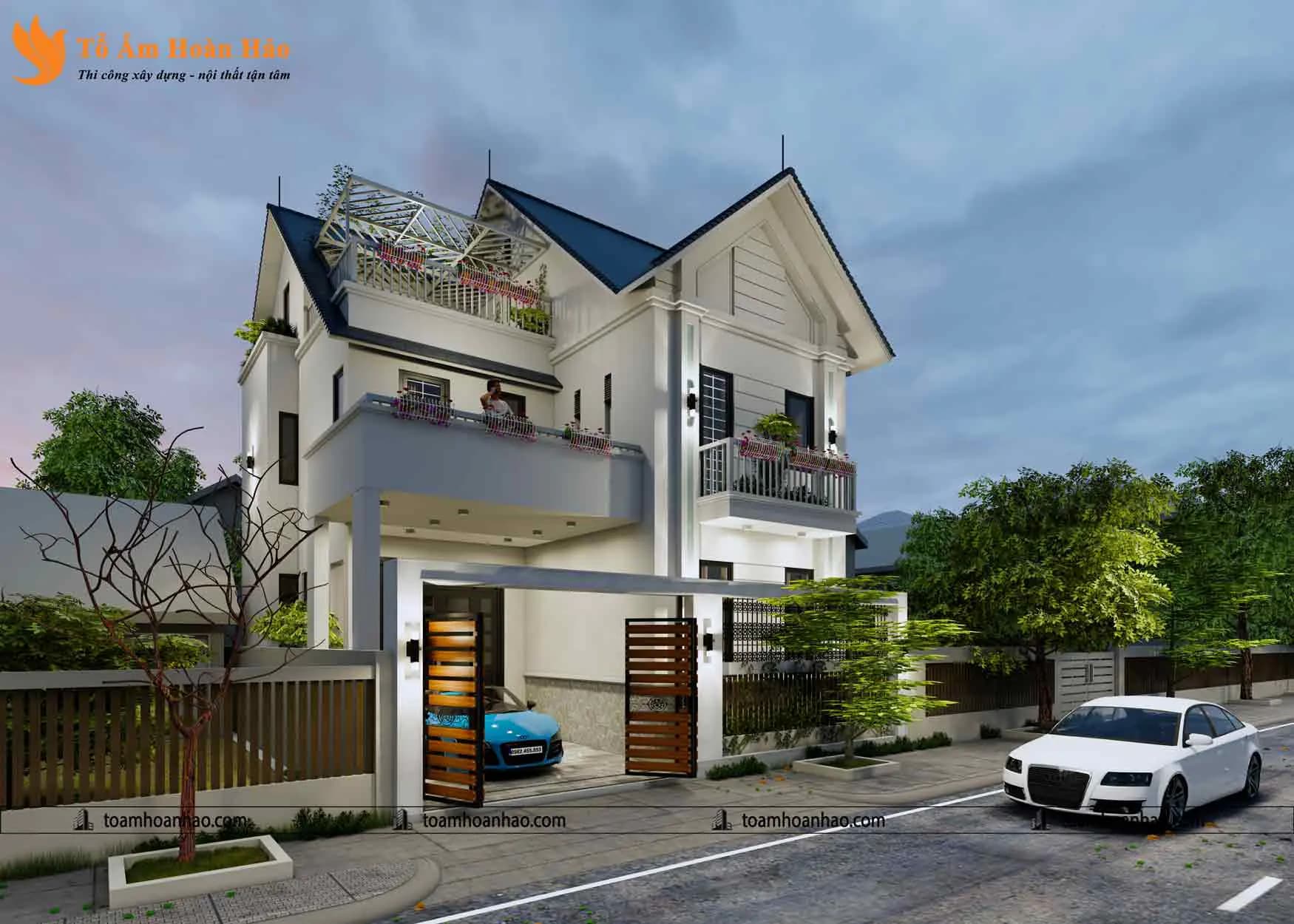 Phối cảnh 06 – THIẾT KẾ BIỆT THỰ ĐẸP MÁI THÁI 2 TẦNG