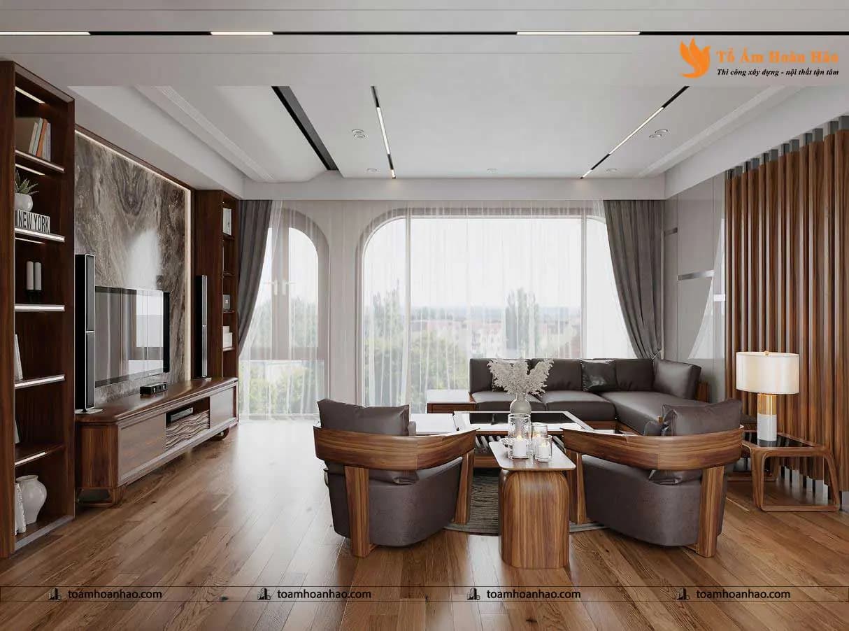 Phối cảnh 11 – THIẾT KẾ BIỆT THỰ ĐẸP 3 TẦNG- NỘI THẤT GỖ ÓC CHÓ TÂN CỔ ĐIỂN SANG TRỌNG