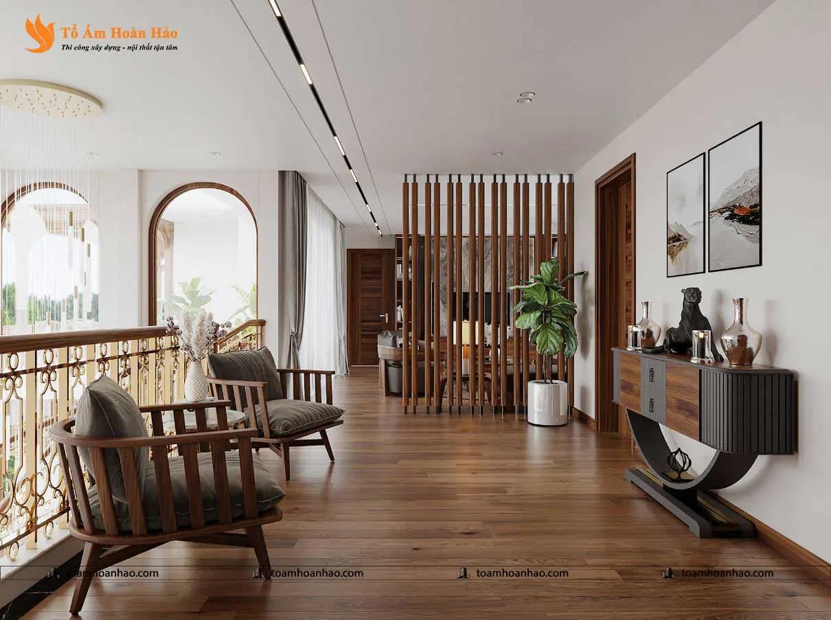 Phối cảnh 12 – THIẾT KẾ BIỆT THỰ ĐẸP 3 TẦNG- NỘI THẤT GỖ ÓC CHÓ TÂN CỔ ĐIỂN SANG TRỌNG