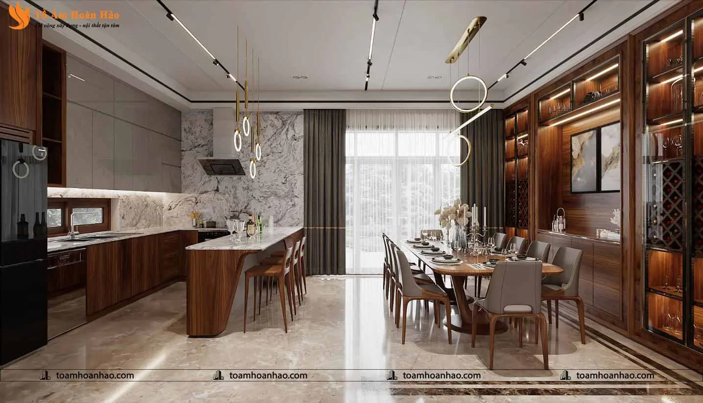 Phối cảnh 13 – THIẾT KẾ BIỆT THỰ ĐẸP 3 TẦNG- NỘI THẤT GỖ ÓC CHÓ TÂN CỔ ĐIỂN SANG TRỌNG