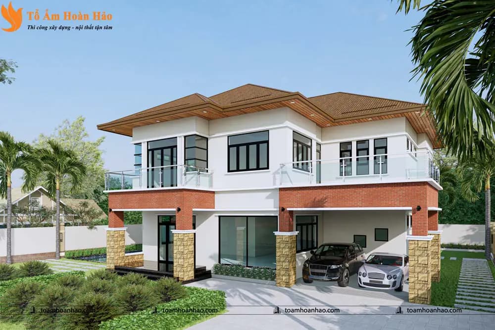 Phối cảnh 04 – THIẾT KẾ BIỆT THỰ NHÀ VƯỜN 2 TẦNG MÁI NHẬT