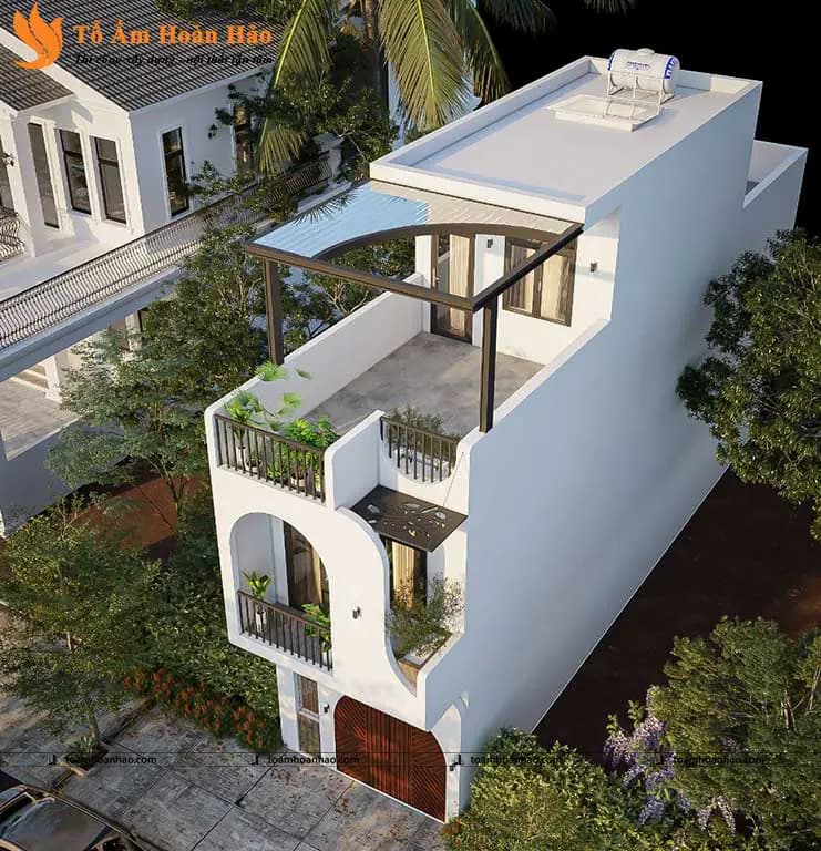 THIẾT KẾ NHÀ PHỐ – THÀNH PHỐ HỒ CHÍ MINH 5x16M, 3 TẦNG GAM MÀU TRẮNG TINH TẾ ẤN TƯỢNG