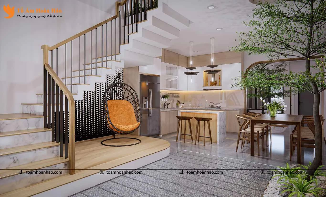 Phối cảnh 14 – THIẾT KẾ NHÀ PHỐ – THÀNH PHỐ HỒ CHÍ MINH 5x16M, 3 TẦNG GAM MÀU TRẮNG TINH TẾ ẤN TƯỢNG