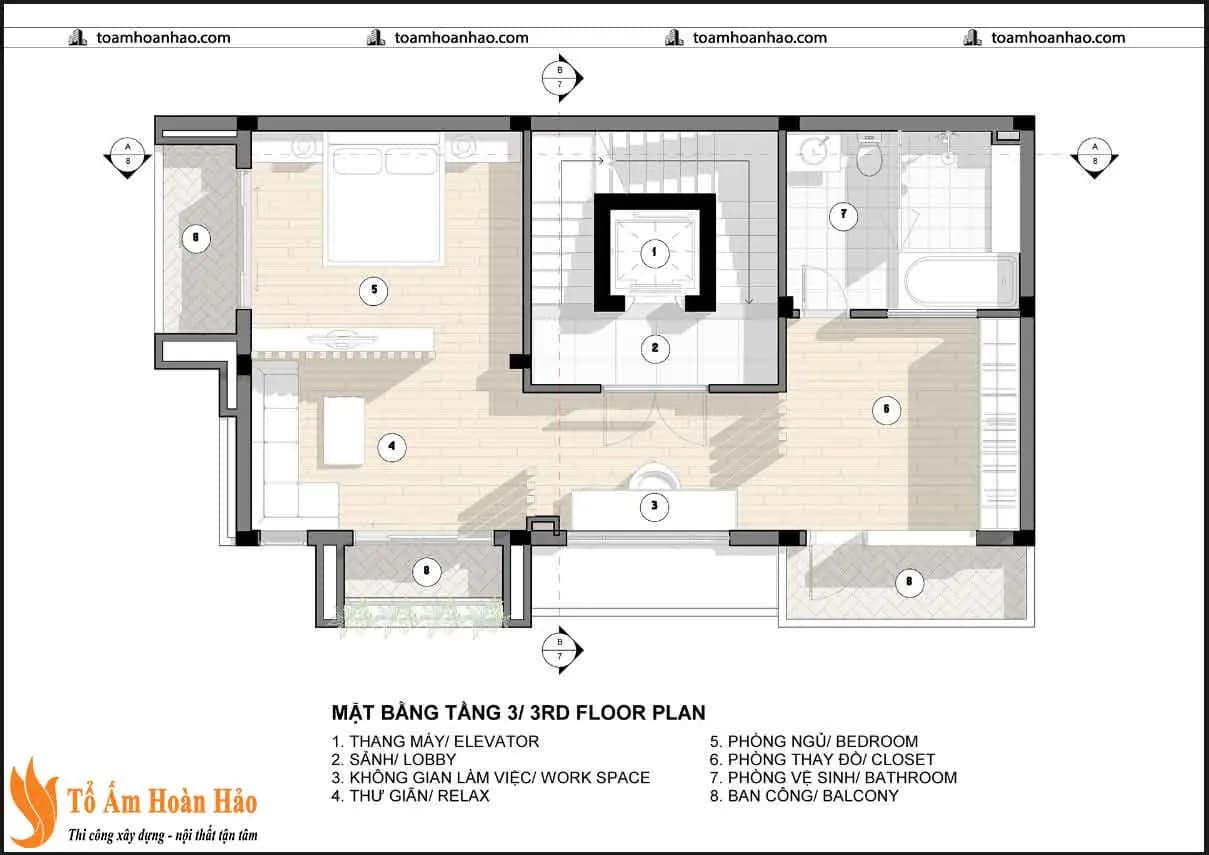 Phối cảnh 06 – THI CÔNG THIẾT KẾ NHÀ PHỐ – THÀNH PHỐ HỒ CHÍ MINH 6.3Mx11.72M, 5 TẦNG HIỆN ĐẠI