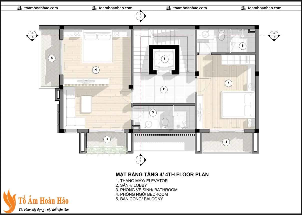 Phối cảnh 07 – THI CÔNG THIẾT KẾ NHÀ PHỐ – THÀNH PHỐ HỒ CHÍ MINH 6.3Mx11.72M, 5 TẦNG HIỆN ĐẠI