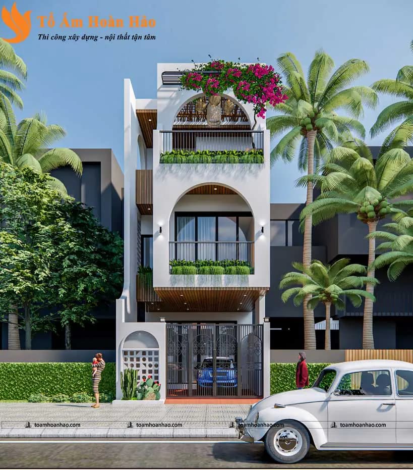 THIẾT KẾ NHÀ PHỐ 3 TẦNG – TP. HỒ CHÍ MINH VỚI DIỆN TÍCH 5mX12m ẤN TƯỢNG VỚI ĐƯỜNG CONG QUYẾN RŨ