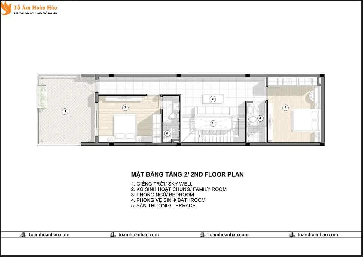 Phối cảnh 05 – THIẾT KẾ NHÀ PHỐ 5M X 20M, 3 TẦNG HIỆN ĐẠI – NÂNG TẦM KHÔNG GIAN SỐNG