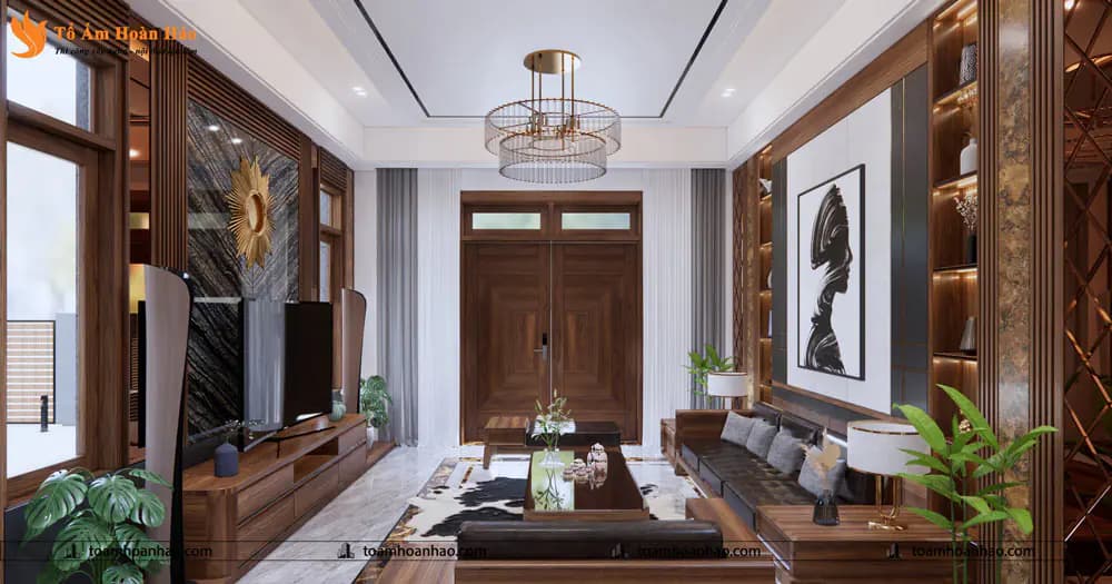 THIẾT KẾ NỘI THẤT GỖ ÓC CHÓ VILLA 1500m2 – HÀ NỘI, SANG TRỌNG VÀ ĐẲNG CẤP