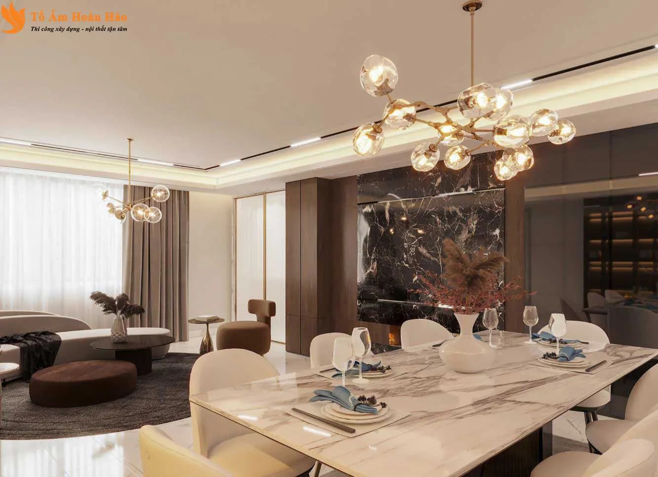 Phối cảnh 06 – THIẾT KẾ NỘI THẤT GỖ ÓC CHÓ VILLA 1500m2 – HÀ NỘI, SANG TRỌNG VÀ ĐẲNG CẤP