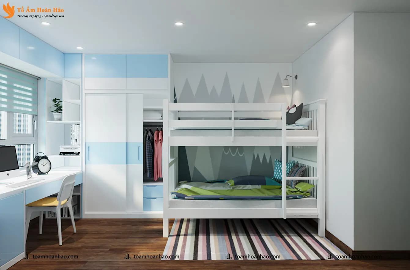 Phối cảnh 05 – 10+ MẪU THIẾT KẾ NỘI THẤT GIƯỜNG TẦNG DÀNH CHO PHÒNG NGỦ TRẺ EM ĐẸP