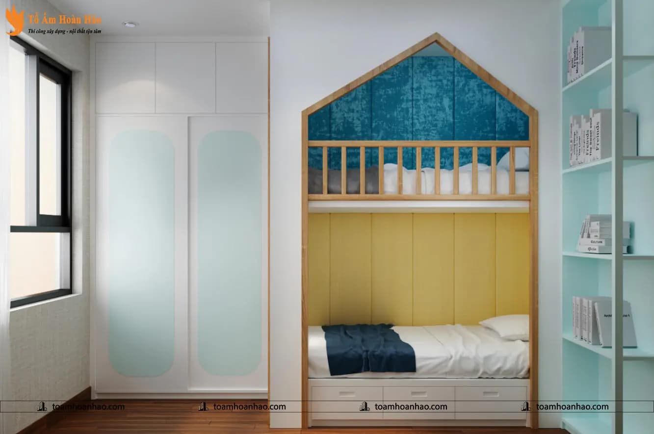 Phối cảnh 07 – 10+ MẪU THIẾT KẾ NỘI THẤT GIƯỜNG TẦNG DÀNH CHO PHÒNG NGỦ TRẺ EM ĐẸP