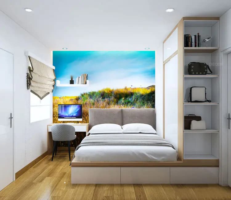 Vật liệu ấm áp – Nội thất chung cư 70m2 Star City – anh Thái