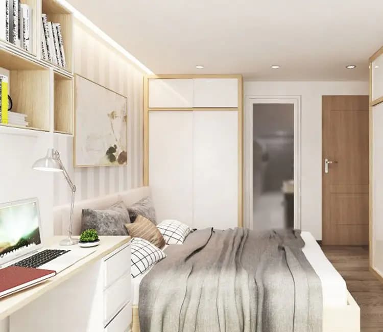 Vật liệu ấm áp – Nội thất chung cư Gelexia Riverside 90m2 – Anh Thành