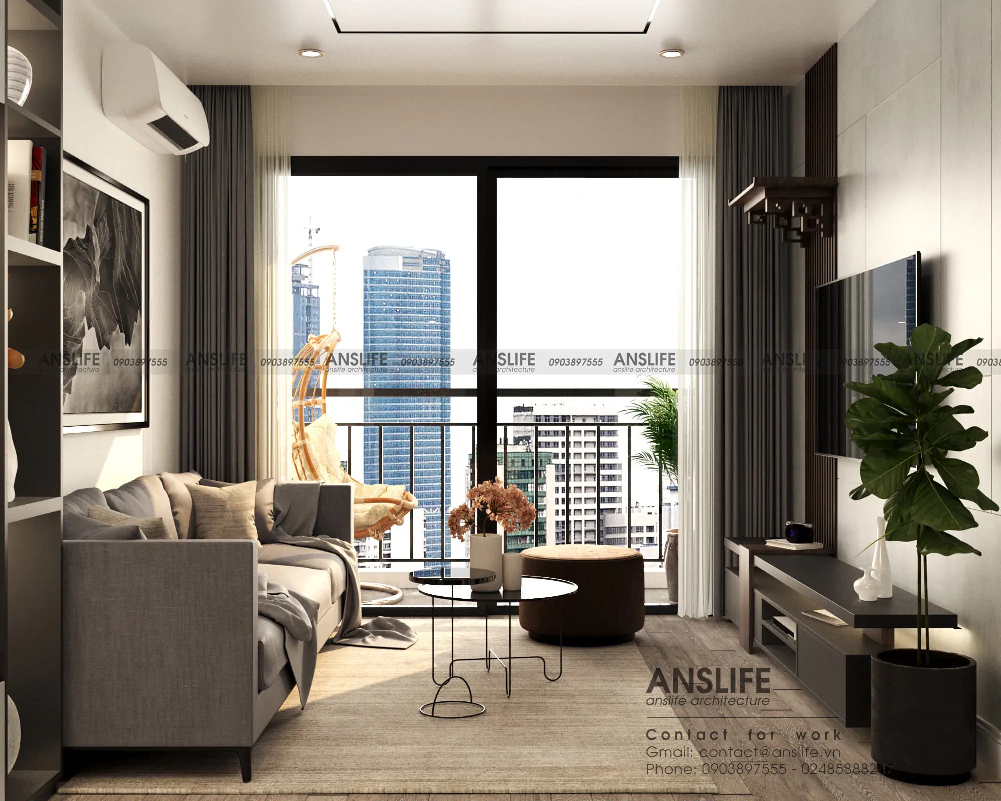 Căn hộ 72m2 tone đen cá tính