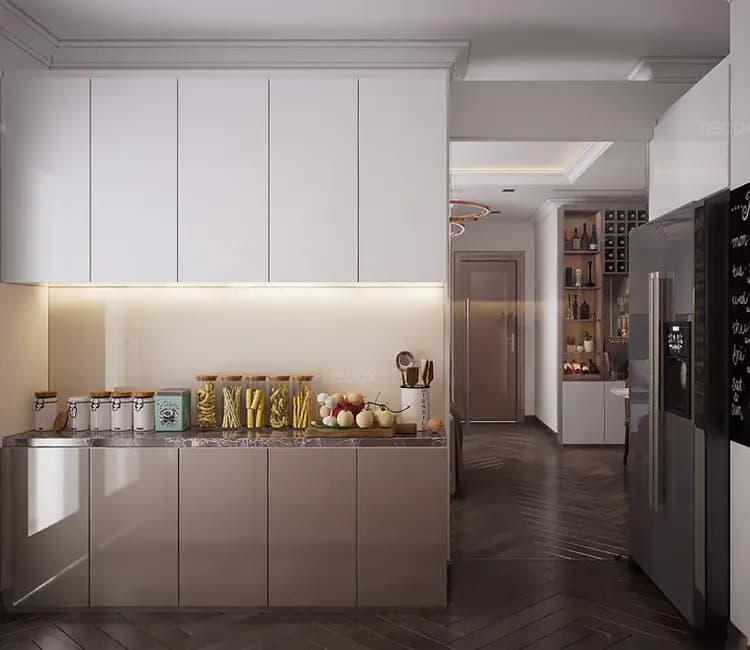 Vật liệu ấm áp – Nội thất chung cư 100m2 29T4 Hoàng Đạo Thúy