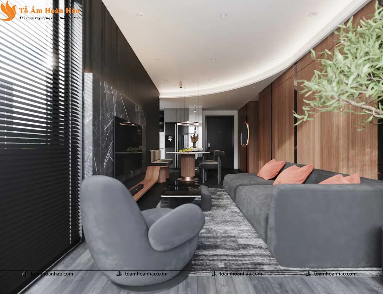 Thiết kế nội thất chung cư phòng khách – Chung cư 2PN hiện đại 78m2