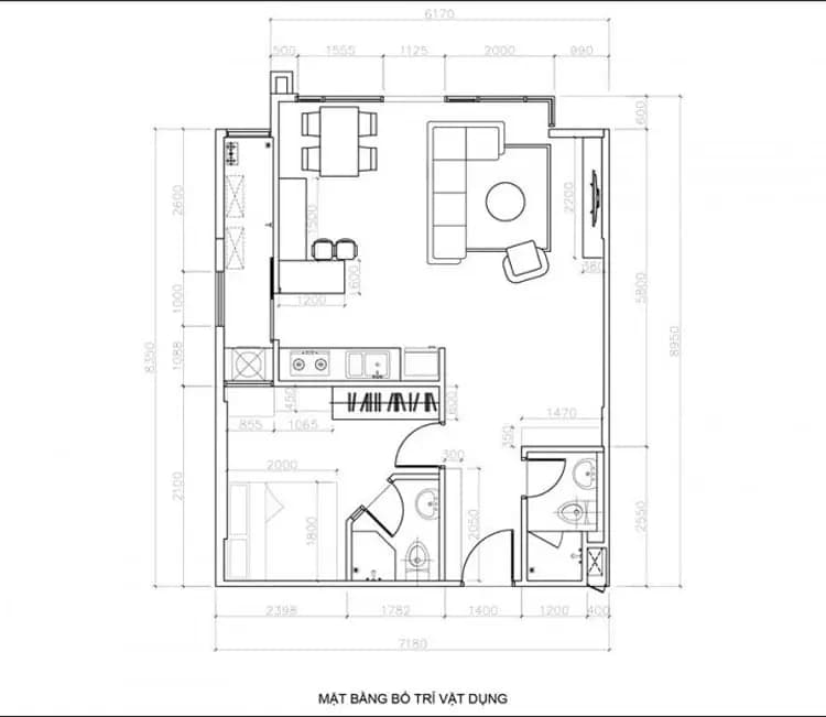 Nội thất chung cư 56m2 Mỹ Đình Pearl – chị Trâm Anh