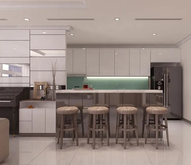 Vật liệu ấm áp – Nội thất chung cư Đại Thanh 113m2 – Chị Minh Phương
