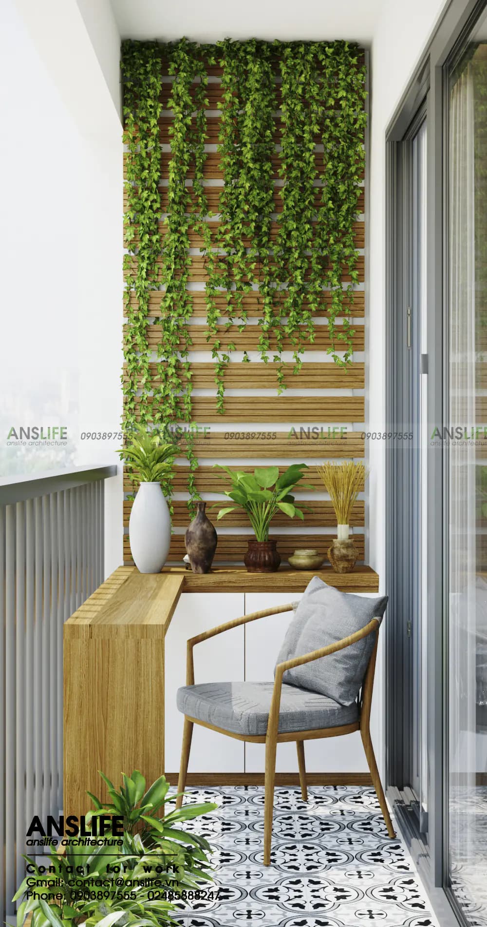 Ban công thư giãn – Căn hộ Vinhomes Grandpark 82m2