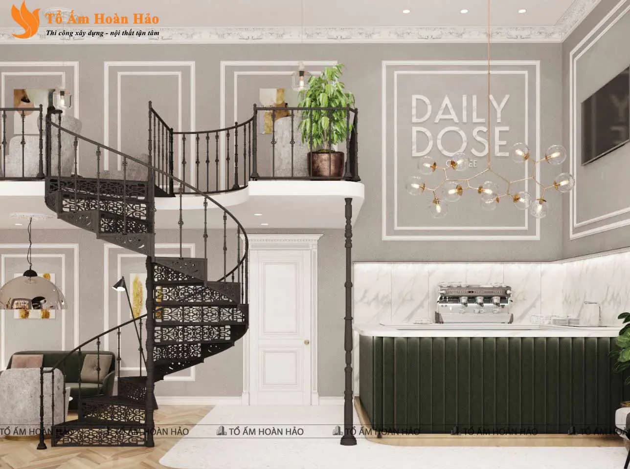 Tổng quan thiết kế quán cà phê – QUÁN CÀ PHÊ PHONG CÁCH CHÂU ÂU – DAILY DOSE 240M2