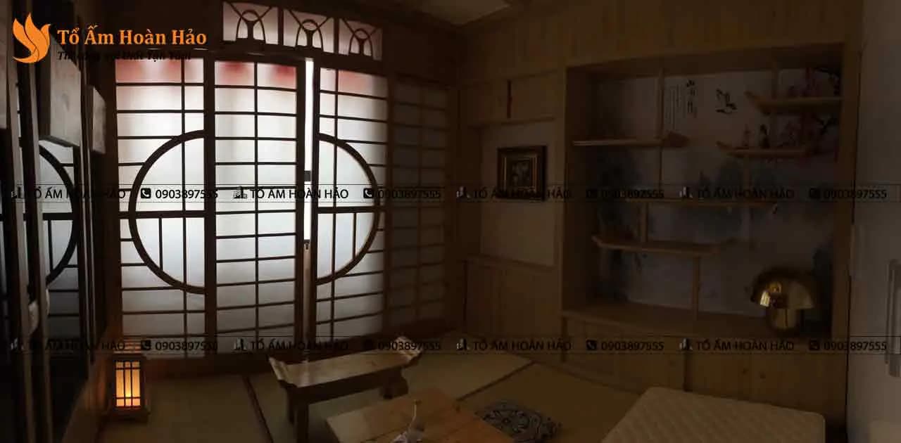 Không gian phòng ngủ master được thiết kế theo phong cách Nhật cổ. – Chung cư 85m2 phong cách Nhật Bản
